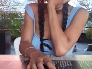 My girlfriend experiments with a vibrator in public. 6/16