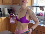 Sexy Housewife Cleans the Kitchen Counters: Sheera Blows BBC After Chores 1/16