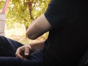 Public Dick Flash!😈 A Naive Teen Caught Me Jerking Off in the Car and Helped Me Cum💦 16/16