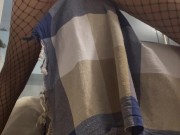 Fishnet-clad tease humping the couch like a desperate slut 16/16