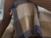 Fishnet-clad tease humping the couch like a desperate slut 7/16