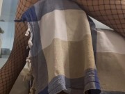 Fishnet-clad tease humping the couch like a desperate slut 9/16