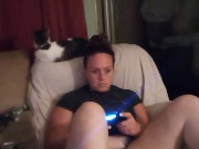 Slutty secretary gets off of work and lifts up mini dress to show off panties and smokes cigarettes 12/16