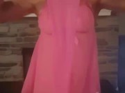 Putting On My Pink Thigh High Nylon Stockings 1/16