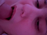 Cute shorthair tomboy 🙇🏻‍♂️ upclose blowjob and cum swallow before bedtime ♡ (2021) 15/16