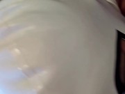 Naked milf with pantyhose and heels gives a blowjob with swallowing