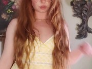 Redhead stretches pink pussy 1/16