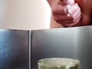 piss and cum in a cup. Pee and cum. Want to drink 😌 15/16