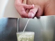 piss and cum in a cup. Pee and cum. Want to drink 😌 3/16