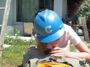 HUNT4K. Sexy Fanta Sie fucks with old Hunter for her annual salary in public 10/16