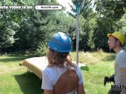 HUNT4K. Sexy Fanta Sie fucks with old Hunter for her annual salary in public 2/16