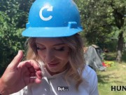 HUNT4K. Sexy Fanta Sie fucks with old Hunter for her annual salary in public 6/16