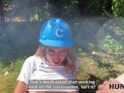 HUNT4K. Sexy Fanta Sie fucks with old Hunter for her annual salary in public 8/16