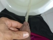 Desperate young man pissing, big erection and sprouted veins 2/16