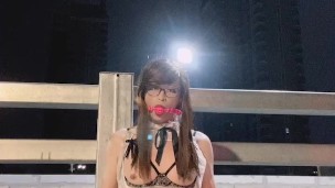 MengXian's LED butt plug show on the bridge