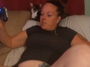 Sexy Step Mom Secretary Upskirt Teasing Spreading Legs Wide and Smoking While Playing Video Games 10/16