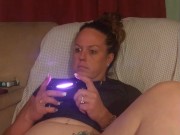 Secretary gets off of work and spreads her legs and shows off her thick juicy thighs and laughs 12/16