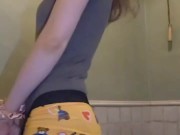 This nice, gentle joytogether166 loves to tease you in the public toilet! 16/16