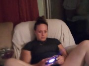 I lift up my secretary mini dress and spread my thick thighs and tease you while I play and smoke 13/16