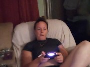 I lift up my secretary mini dress and spread my thick thighs and tease you while I play and smoke 3/16