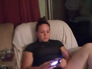 I lift up my secretary mini dress and spread my thick thighs and tease you while I play and smoke 9/16