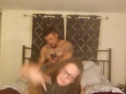 I gag and deepthroat cock and then get on my hands and knees and get my pussy pounded Latino Thug 12/16