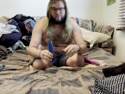 Chubby bear has fun with his dildos 2/16