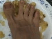 Mash the banana with my foot... Eat it, slave! 13/16