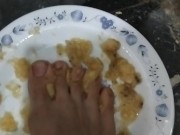 Mash the banana with my foot... Eat it, slave! 14/16
