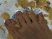 Mash the banana with my foot... Eat it, slave! 15/16