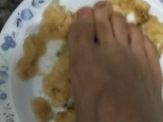 Mash the banana with my foot... Eat it, slave! 8/16