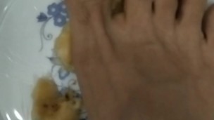 Mash the banana with my foot... Eat it, slave!