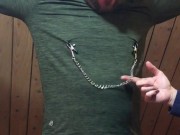 Femdom Mistress tied her Sub and gives him Rough Handjob with 2 Ruined Orgasms 2/16