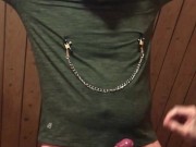 Femdom Mistress tied her Sub and gives him Rough Handjob with 2 Ruined Orgasms 7/16