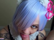 Rem from Re:Zero does the job of swallowing my cum after blowjob 3/16