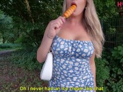 Cumming hard in public with remote controlled vibrator OLY 2 inside me 5/16