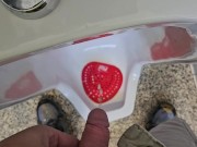 Uncut Pissing in a Public Urinal at a Gas Station 10/16