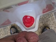Uncut Pissing in a Public Urinal at a Gas Station 15/16
