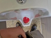 Uncut Pissing in a Public Urinal at a Gas Station 3/16