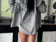 She’s in my shirt, in my kitchen — making my morning HARD before the coffee 7/16