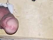 Sissy Emma has quick hands free milking on new fuck machine bench 12/16