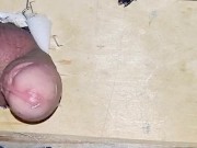 Sissy Emma has quick hands free milking on new fuck machine bench 7/16