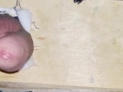 Sissy Emma has quick hands free milking on new fuck machine bench