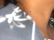 Clothed asian hottie in heels and stockings gets hardcore Doggystyle 1/16