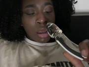 Black stepsister facetime turns into pussy play and POV squirting cumshow 7/16