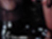 Dirty Girl in Shiny Spandex and Latex Skirt gives Handjob till Cum 14/16