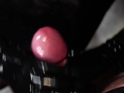 Dirty Girl in Shiny Spandex and Latex Skirt gives Handjob till Cum 7/16