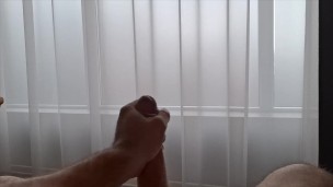 Horny Daddy Is Almost Caught As He Jerks Off By Open Window