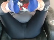 Made to worship my big long socked arched scrunchie soles 14/16