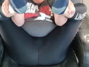 Made to worship my big long socked arched scrunchie soles 6/16